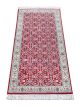 Ruby Grid Runner hand knotted wool carpet with red base, floral and geometric motifs, and elegant border – luxury oriental rug