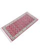 Ruby Grid Runner hand knotted wool carpet with red base, floral and geometric motifs, and elegant border – luxury oriental rug