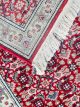 Ruby Grid Runner hand knotted wool carpet with red base, floral and geometric motifs, and elegant border – luxury oriental rug