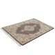 Handknotted wool oriental carpet with grid design, central motif, and black, gold, red border – luxury rug