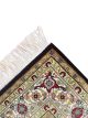 Handknotted wool oriental carpet with grid design, central motif, and black, gold, red border – luxury rug