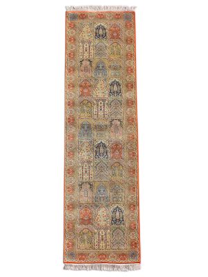 Amritsari garden panel long handknotted wool carpet with floral motifs – luxury oriental rug