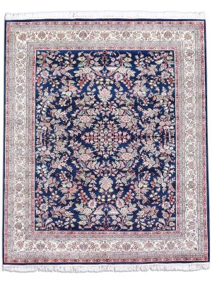 Hand knotted wool carpet in rust, black, beige, brown, yellow, and green with foliage motifs – luxury oriental rug