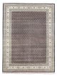 4890-01 Ebon Garden hand knotted wool carpet with black base, geometric patterned background, and floral border – luxury oriental rug