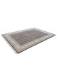 4890-03 Ebon Garden hand knotted wool carpet with black base, geometric patterned background, and floral border – luxury oriental rug
