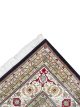 4890-04 Ebon Garden hand knotted wool carpet with black base, geometric patterned background, and floral border – luxury oriental rug