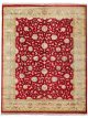 Handknotted wool oriental carpet with golden leaves on red background – luxury regal rug