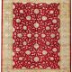 Handknotted wool oriental carpet with golden leaves on red background – luxury regal rug
