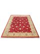 Handknotted wool oriental carpet with golden leaves on red background – luxury regal rug