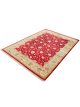 Handknotted wool oriental carpet with golden leaves on red background – luxury regal rug