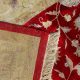 Handknotted wool oriental carpet with golden leaves on red background – luxury regal rug