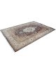 Shalimar hand-knotted viscose rug with Oriental medallion, floral vines, and paisley border in navy, ivory, gold, and terracotta tones