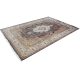Shalimar hand-knotted viscose rug with Oriental medallion, floral vines, and paisley border in navy, ivory, gold, and terracotta tones