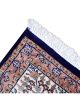 Shalimar hand-knotted viscose rug with Oriental medallion, floral vines, and paisley border in navy, ivory, gold, and terracotta tones