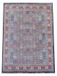 Regal Mosaic hand-knotted wool rug with deep red, blue, green, and rust tones in geometric mosaic design with black outlines