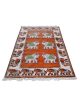_DSC0570 Elephant Court hand-knotted wool rug with elephant motifs and Kashmiri-inspired borders in warm brown and peach tones