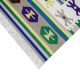 Flatwoven dhurrie with hexagon and link motifs in olive, yellow, and purple – geometric artisanal rug