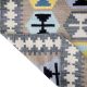 Flatwoven dhurrie with hexagon and inner link motifs in blue, yellow, brown, and grey – modern geometric rug