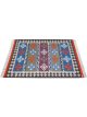 Flatwoven carpet with solid-color geometric Aztec motif – modern artisanal rug