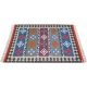 Flatwoven carpet with solid-color geometric Aztec motif – modern artisanal rug