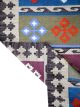 Flatwoven carpet with solid-color geometric Aztec motif – modern artisanal rug