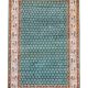 Handknotted dark green boteh carpet with brown and white borders – luxury oriental wool rug