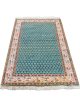 Handknotted dark green boteh carpet with brown and white borders – luxury oriental wool rug