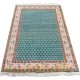 Handknotted dark green boteh carpet with brown and white borders – luxury oriental wool rug