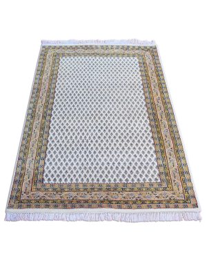 Premium wool rug Mir with ivory center and brown border traditional design