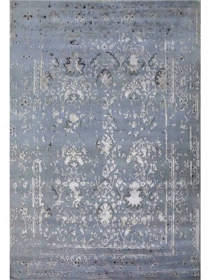 Moonlit grey faded carpet with tone-on-tone traditional design