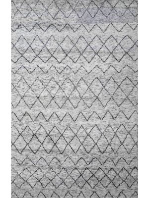 Handknotted wool carpet with up-and-down V-line geometric design – modern luxury rug