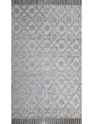 Handknotted grey and off-white wool carpet with traditional-abstract design – luxury oriental rug